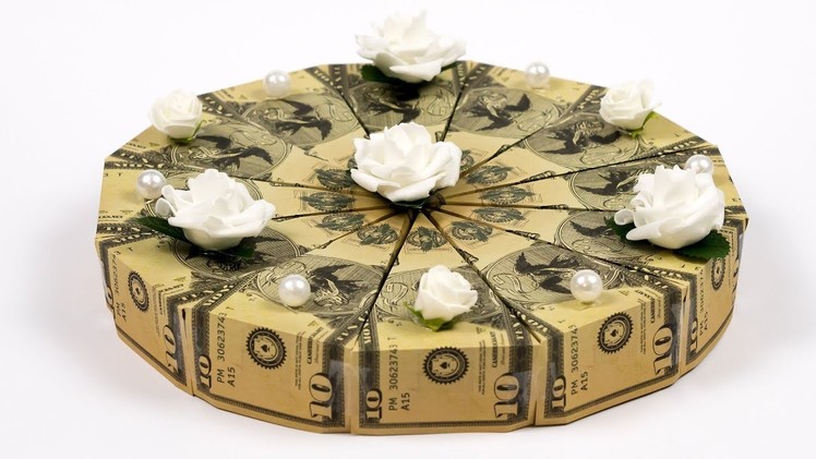 Dollar Bill Origami Cake: Folding a BIRTHDAY CAKE out of money