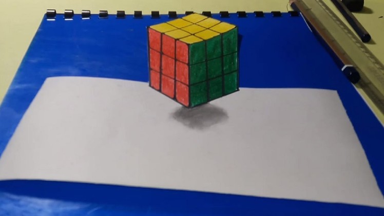 Drawing a 3D Rubik's Cube | Amazing Anamorphic Illusion | How to Draw 3d Rubik's Cube