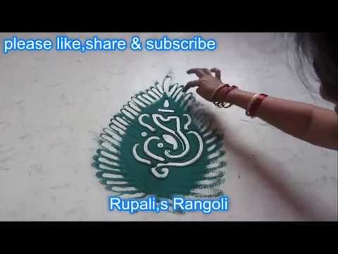 Easy Leaf Ganesha DIWALI Rangoli Design in 1 minute | Unique Rangoli Design by Rupali Rajawat