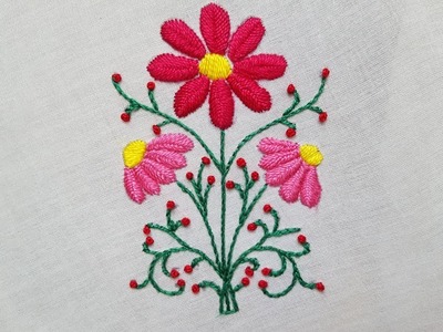 Fish bone stitch | hand embroidery | fishbone stitch design for cushion cover