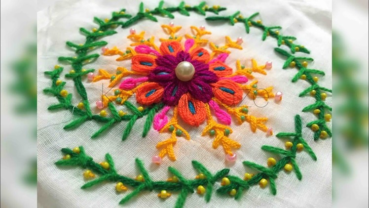 Hand embrodiary design | Woven flower  and thron leaf embroidery | Keya's craze | hand embroidery-93