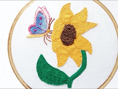 Hand Embroidery: Beautiful Design of Sunflower