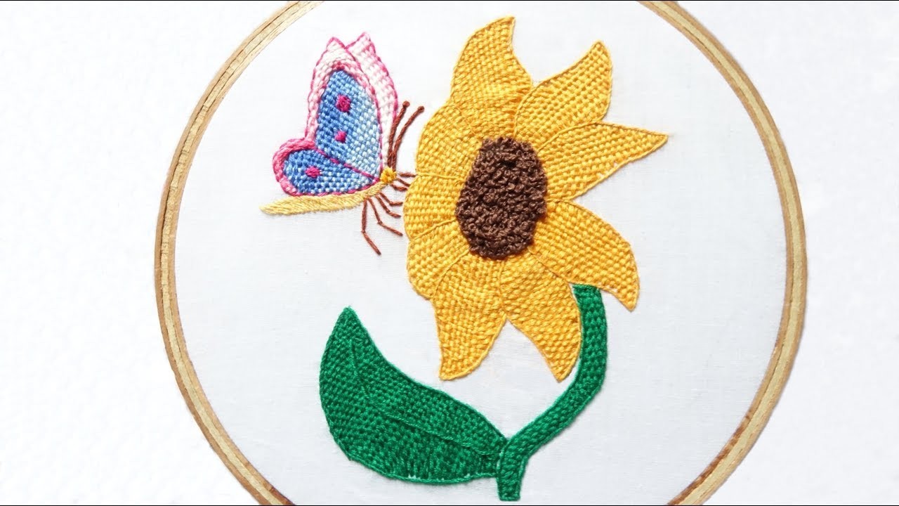Hand Embroidery: Beautiful Design of Sunflower