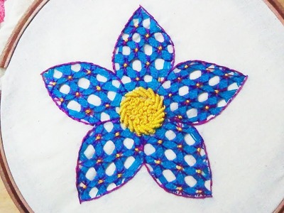 Hand Embroidery: Fantasy Flower.Weaving Stitch