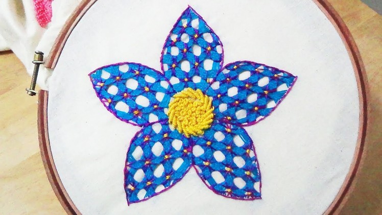 Hand Embroidery: Fantasy Flower.Weaving Stitch