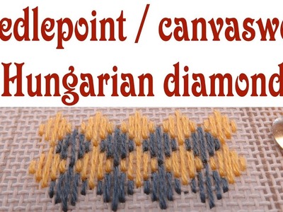 Hand Embroidery - Hungarian diamonds stitch for needlepoint and canvaswork