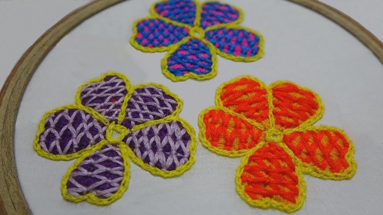 Hand Embroidery : Lattice Work Stitch