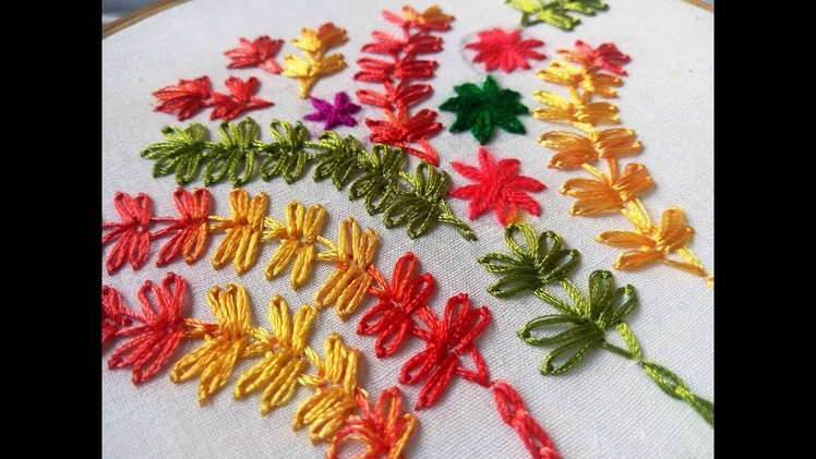 Hand Embroidery lazy daisy design by Nakshi Katha.
