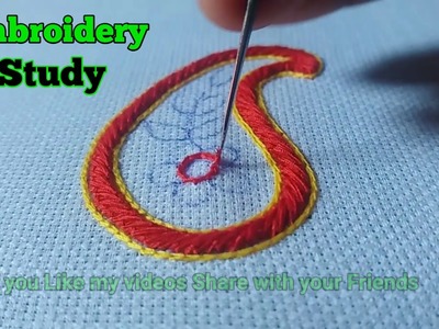 Hand Embroidery padded satin stitch | Aari embroidery