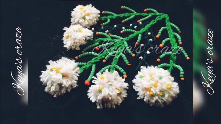Hand embroidery pompom flower design | pompom garlic flower | pompon flower stitch |Keya's craze|140