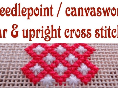 Hand Embroidery - Star and upright cross stitches in needlepoint and canvaswork
