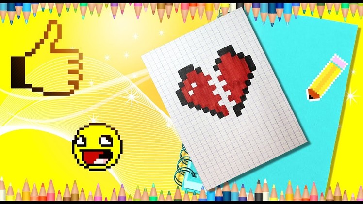 How to draw a broken heart. Pixel broken heart
