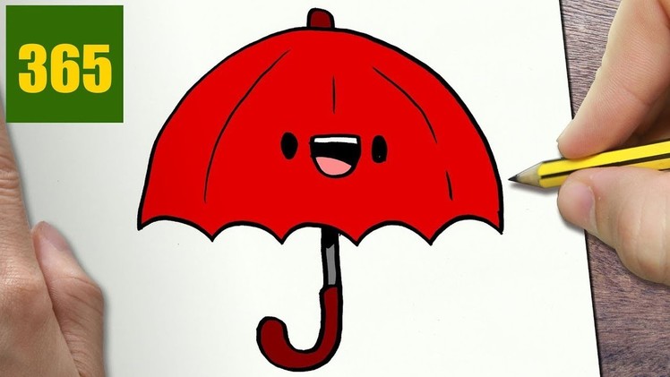 HOW TO DRAW A UMBRELLA CUTE, Easy step by step drawing lessons for kids