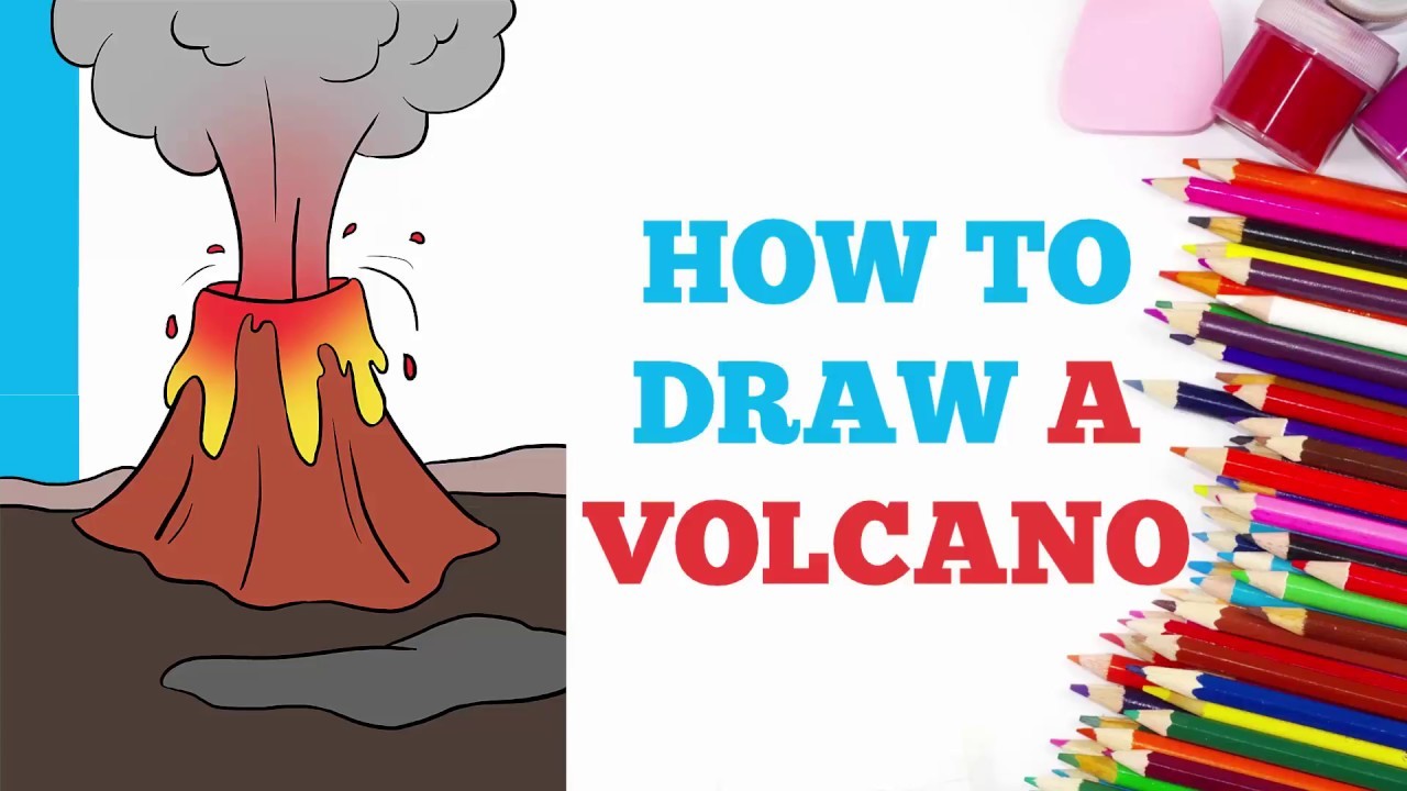 How to Draw a Volcano in a Few Easy Steps Drawing Tutorial for Kids