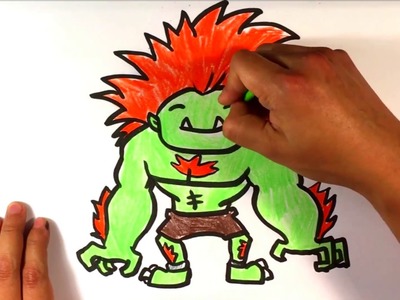 How to Draw Blanka from Street Fighter - Cute - Easy Pictures to Draw