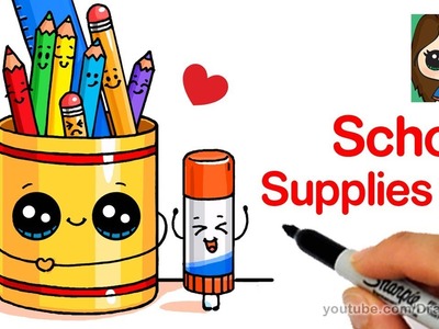How to Draw Cute Back to School Supplies Easy #3