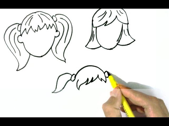How to draw  Girls Hairstyles 1 easy steps for children, kids, beginners