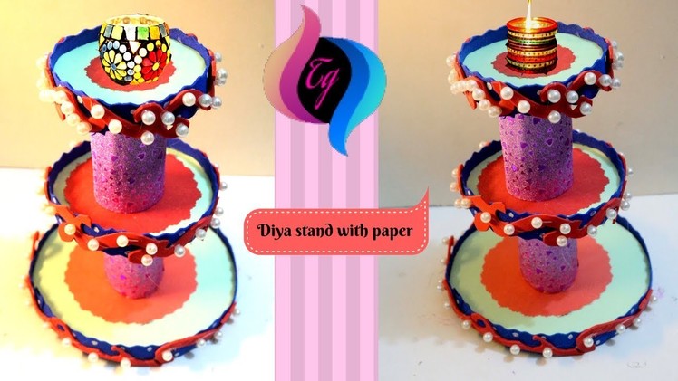 How to make diya stand with paper - Best of waste - Make diya from waste material