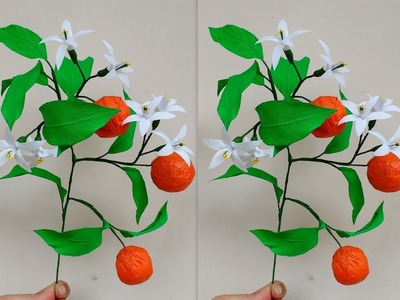 How to Make Paper Flower Orange Blossom with Fruit (flower # 185)