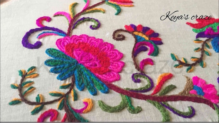 Kashmiri.kashida embroidery(part 1) with drawing | Keya's craze | hand embroidery | 100