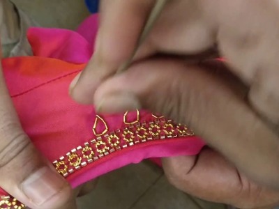 Kundan ring and Stone - hand embroidery without a frame