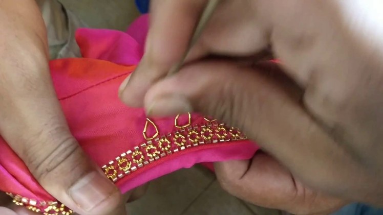 Kundan ring and Stone - hand embroidery without a frame