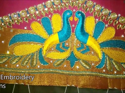 Maggam work blouse designs peacock | hand embroidery designs | basic embroidery stitches