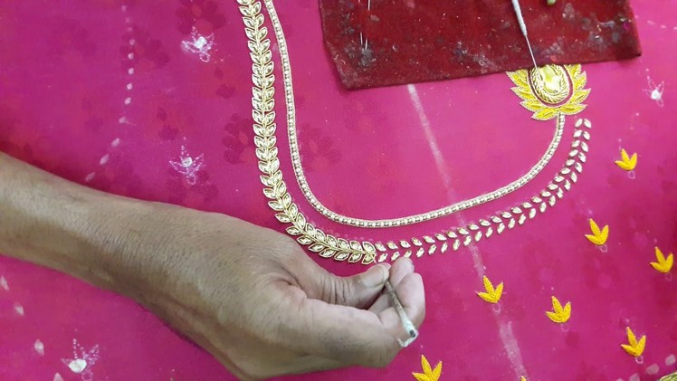 Making of Beautiful kundan work with jardosi - hand embroidery making video