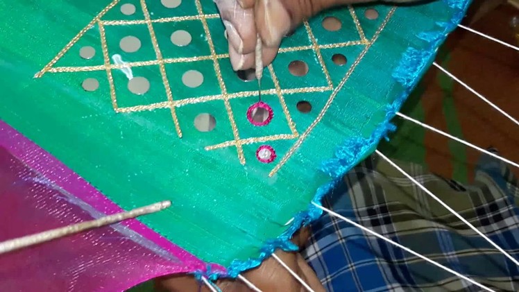 Making of Mirror worked checks pattern - Hand embroidery making video