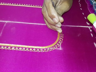 Making of Simple maggam work for neck - hand embroidery making video