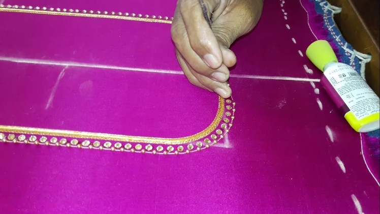 Making of Simple maggam work for neck - hand embroidery making video