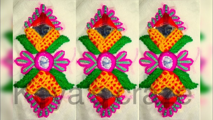 Mirror work design (2 types of square mirror setting) | Keya's craze | hand embroidery-81