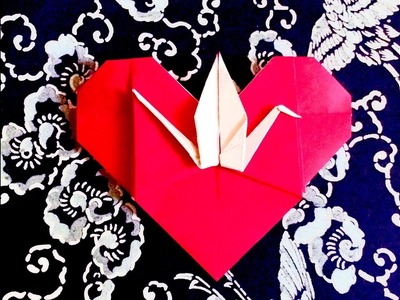 Origami Heart Crane.     折り紙 ハート 鶴