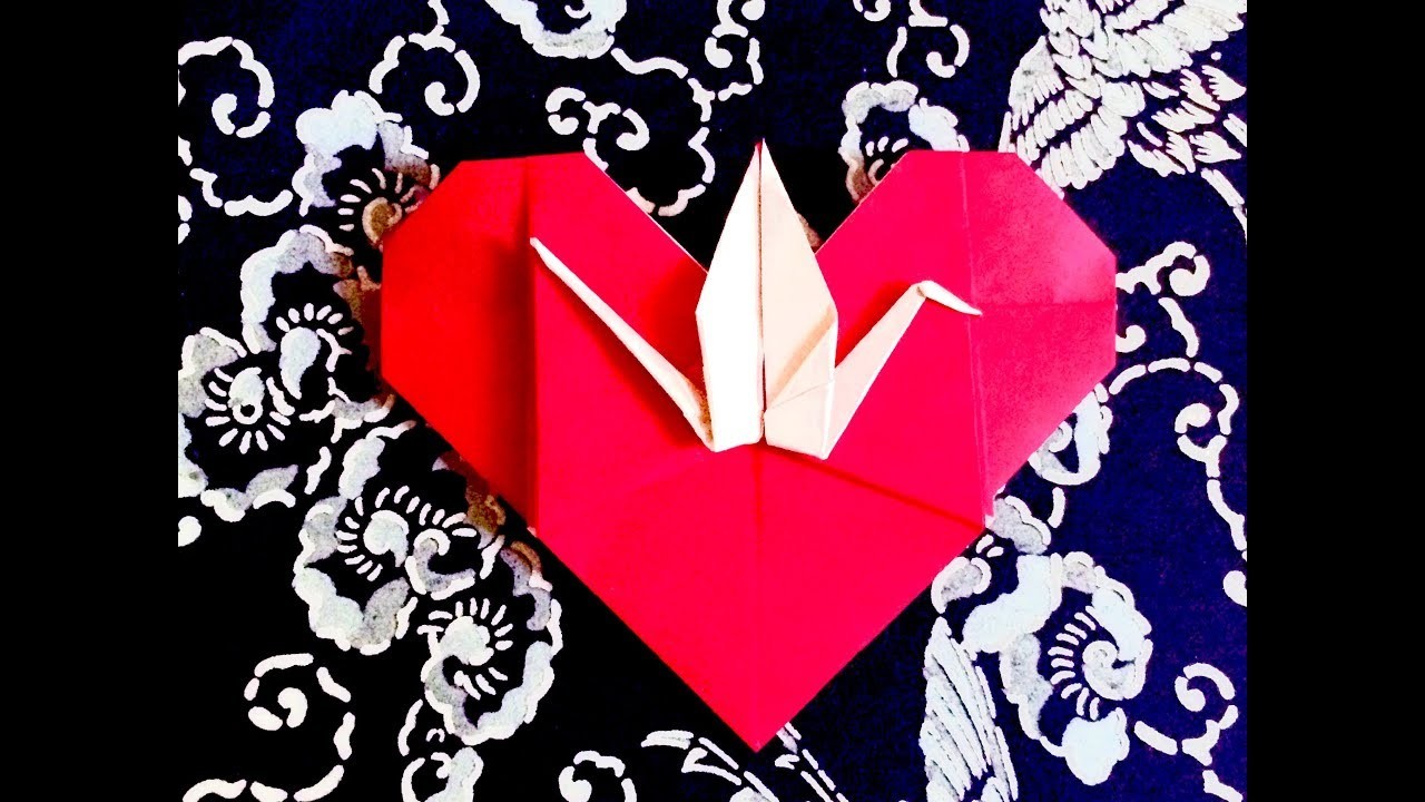 Origami Heart Crane 折り紙 ハート 鶴