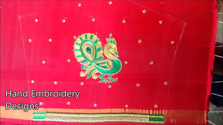 Peacock embroidery designs for blouse | hand embroidery designs | basic embroidery stitches