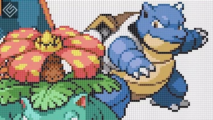 Pixel Art - All Starters Pokemon Generation 1 | Labyrinth Draw