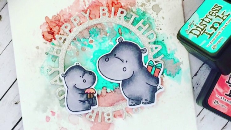 Quick And Easy Watercolour Background (MFT Happy Hippos)
