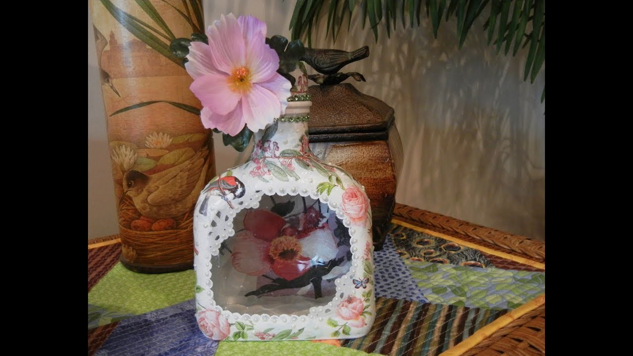 Reverse Decoupage Bottle with a "Window" -- Upcycle Project #8