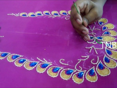 Simple maggam work blouse designs | hand embroidery designs | basic embroidery stitches