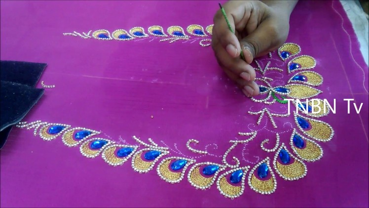 Simple maggam work blouse designs | hand embroidery designs | basic embroidery stitches