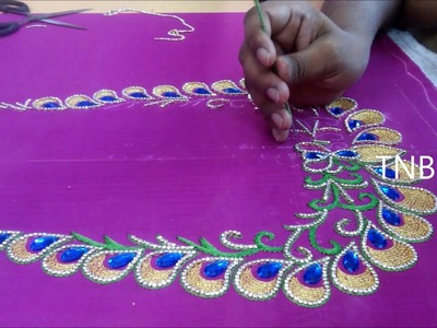 Simple maggam work blouse designs | basic embroidery stitches, simple hand embroidery stitches