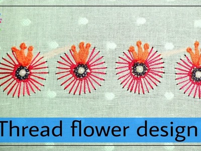 Thread flower design | hand embroidery | Zari Work