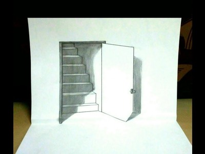 Trick art drawing the door illusion magic perspective with pencil - 3D Trick Art