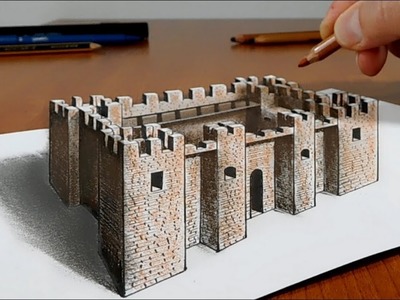 Try to do 3D Trick Art on Paper, Castle, Long version