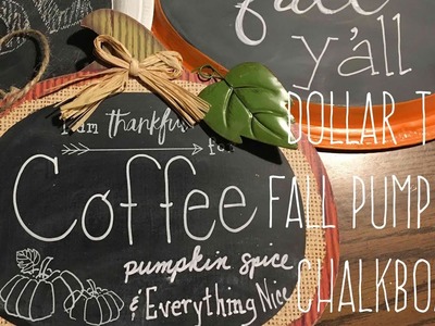 DIY Dollar Tree Fall Pumpkin Chalkboard 2017