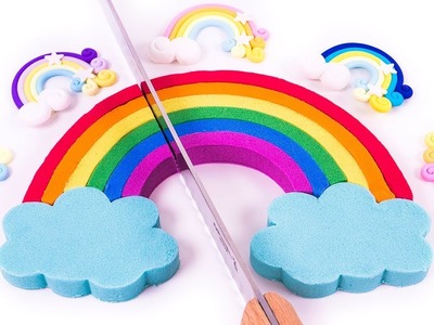 DIY How to Make Kinetic Sand Mad Mattr Rainbow Cloud Cutting for Kids Children