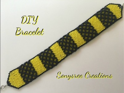 Embellished peyote Bracelet with netting