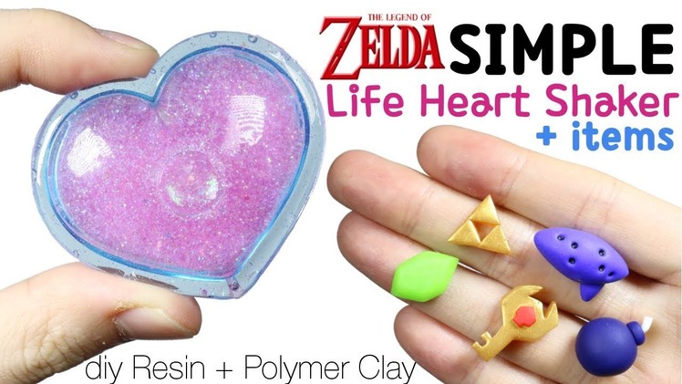 How to DIY Super Easy Legend of Zelda Life Heart Shaker + Game item Polymer Clay.Resin Tutorial