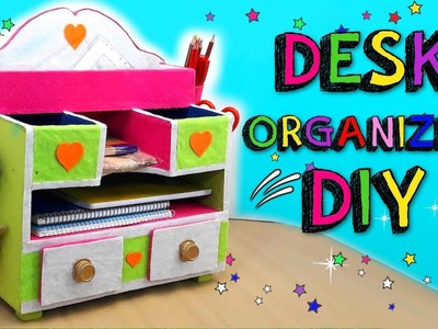 How to make a Stationery Desk Organizer using cardboard - BACK TO SCHOOL DIY