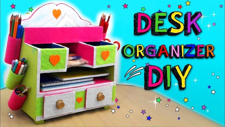 How to make a Stationery Desk Organizer using cardboard - BACK TO SCHOOL DIY